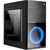 Aerocool CS105 - Caja de PC MicroATX, ventana acrílica, ventilador LED, Azul