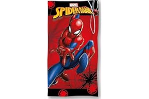 Arlis Drap de Plage Spiderman ou Serviette de Bain Spider-Man Marvel 70 X 140 Cm en Coton (Serviette de Bain Spider-Man)