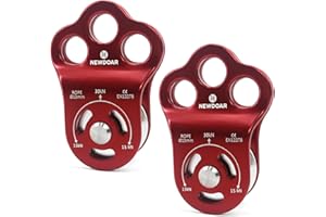 NewDoar 30 KN Certifié CE Poulie d'escalade de Sauvetage à Trois Trous Micro Poulie pour Transport de Corde Max 13 mm avec Roulement pour Rappel Tyrolienne Plaques Latérales Durables