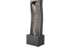 VEVOR Fuente de Agua para Exteriores, 98 cm de Altura, Fuente de Cascada Moderna de Una Sola Capa con Base de Roca, Luz LED y Bomba para Jardín, Patio, Decoración del Hogar, Exterior, Negro