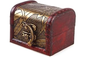 BEBESTER Vintage Style Mini Wooden Storage Chest with Metal Lock, Wood