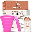Senzicare Menstrual Cup Sterilizer Container With Cupwash 25Ml|Easy-To-Use|Kills 99% Of Germs In 3 Minutes|Reusable Silicone Sterilizing Holder (Pink Sterilizer,Pack of 2)