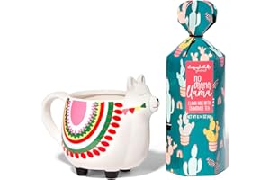 Thoughtfully Gourmet, juego de regalo de taza de llama y té, incluye taza de cerámica de llama y té de manzanilla en un hermoso embalaje de regalo, gran regalo para mujeres y amantes del té