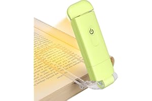 DEWENWILS Luce di Lettura Ambra, Luce di Libro Ricaricabile USB per la Lettura a Letto, Blocco della Luce Blu, Ambra + Bianco Caldo, Luci di Libro a Clip LED per Bambini, Topi di Biblioteca (Verde)