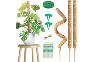 SRJEQC 3 Pièces Support Plante Grimpante, Tuteur Monstera, 70cm, Fibre de Coco et Aluminium, Style Moss Pole