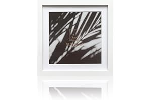 VUVUZULA Square Picture Frames 10x10 Inch White Photo Frame with Mount for 8x8 Inch Photo with Real Glass for Wall