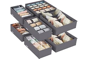 ‎SONGMICS SONGMICS RUS08GY Schubladenteiler, 8 Stück, faltbar, für BHs, Höschen, Socken und Krawatten, Aufbewahrungsboxen aus Stoff für Schränke, Grau