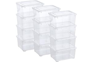 ‎GRIZZLY Grizzly Kleine Aufbewahrungsbox mit Deckel, 1,7 L transparente Box, 12er Set, belüftet, stapelbar, ideale Organizer-Boxen mit Belüftung