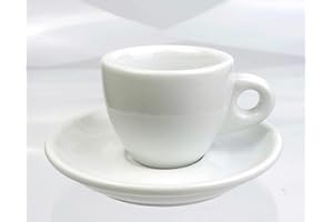 Nuova Point Dickwandige Espressotassen | 0,8 cm Tassenwand | Füllmenge (bis zur Oberkante): 55 ml | »Portofino weiß | 6 Tassen & 6 Untertassen