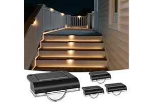 A.bigwhale Solarleuchten für Außen Balkon Licht, Solar Treppenbeleuchtung Aussen, Solar Gartenleuchten Wasserdicht, Solarlampen für Außen Zaun Stufen Treppen Garten Terrasse Hof Balkon Deko, 4 Stück