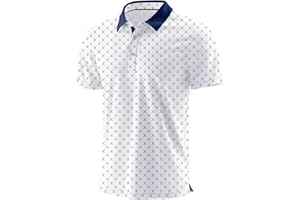 QIXING Summer Mens Golf Polo Shirts Moisture Wicking Printed Short Sleeve Quick Dry Polo T Shirts for Men Casual Golf Tops