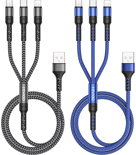 4-in-1 USB Kabel Einziehbar, 1,2m - Mit Lightning, Micro USB, Type C Für Schnelles Laden
