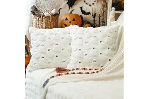 Yamobi Set med 2 kuddfodral av mjuk imiterad päls för Halloween till soffa, säng, veranda, Halloweendekoration, 45 x 45 cm, v