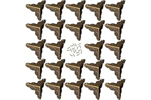 YQ Vintage Schutzecken,Holzkiste Ecke, Vintage Messing Antik Optik,Inkl 24 Stück 96 Passende Nägel