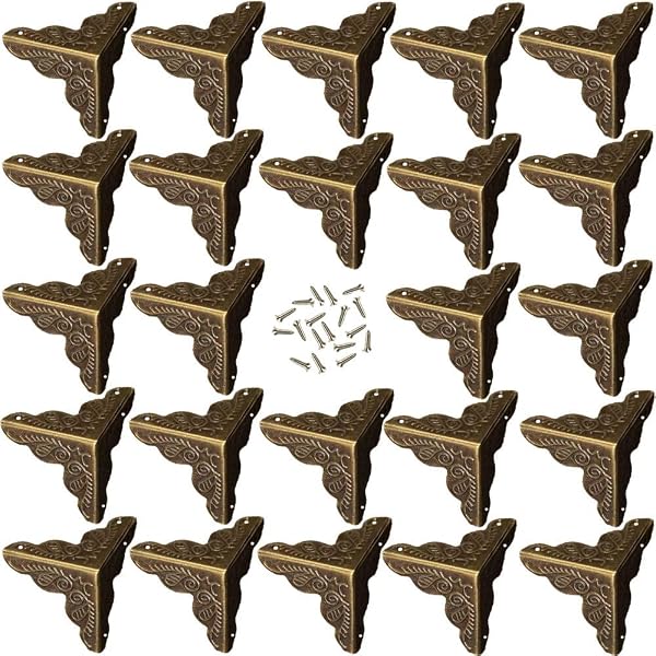 Protecteurs D'Angle Métal Vintage 21x21x21mm - Lot De 4 Pièces Bronze - Pour Coffres Et Meubles En Bois