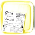 Ikea PRUTA Food Storage Containers with Lids, Transparent/Yellow, 0.6 Litres, 14x14x6 Centimetres, Microwave/Freezer/Dishwasher Safe - Set of 3
