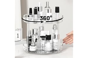 LUZOON Especiero Giratorio 360°, 2 Pisos Lazy Susan Despensa Organizador Especieros para Cocina Giratorio Estante de Plástico para Botellas, Cosmético, Armario, Despensa, Baño (27CM 2 Pisos)