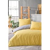 Mer-Tim Cotton Ranforce Single Double Sided Duvet Cover Duvet Cover 160x220 Yellow-Grey (Yellow-Grey)
