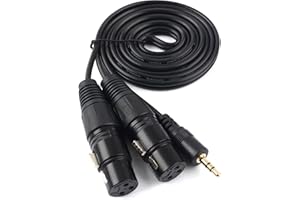 SiYear - Cable de interconexión asimétrico de 3,5 mm (conector mini jack estéreo TRS a doble XLR macho de 3 pines, cable divisor en Y (1,5 m)
