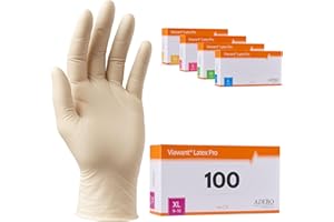 VIAWANT Latexhandschuhe 100 Stück | XL | Puderfreie Latex Handschuhe Weiß | Texturiert, reißfest & elastisch | Untersuchungshandschuhe Einweg für Pflege & Kosmetik | Gr. XS, S, M, L, XL