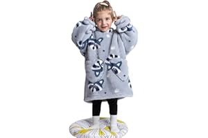 Alsehser Pull Plaid Adultes Enfants, Sweat à Capuche Chaude, Poncho Polaire Oversize Pilou Pilou, Capuchon Sherpa Peluche à Manches TV