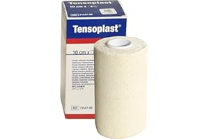 BSN MEDICAL BSN - Benda Elastica Adesiva Tensoplast, Bordi Morbidi e Materiale Adesivo Poroso, Riga Centrale Gialla, Misura 4,5 m x 10 cm, 1 pezzo