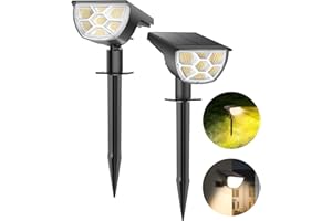 ‎SIGRILL Solarstrahler für Außen Garten, IP67 Wasserdicht Solar Gartenleuchten für Außen,3000K Warmes Licht Gartenbeleuchtung Solar Außen 2 Stück/3 Helligkeitsmodi Solarstrahler für Außen Weihnachtsdeko,Gehweg