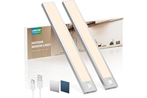 LROLTEF Luz LED para cocina, bajo muebles, escaleras, armario, vestidor, 21 cm, 1500 mAh, detector de movimiento interior, luz inalámbrica recargable, juego de 2