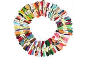 Zetiling Set Hilo Algodón para Bordar, Hilos Punto de Cruz DMC Hilos para Pulseras de la Amistad con 100 Madejas 8 Metros 6 hebras de Ramas