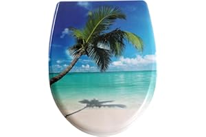 Yelcona WC-Sitz Duroplast,max. Belastung der Klobrille 150 kg Toilettensitz mit Absenkautomatik und Schnellverschluss für die einfache Reinigung, (Palm)