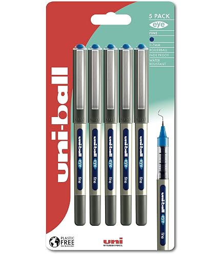 Bolígrafos Uni-ball EYE UB-157 - Punta 0,7 Mm, Tinta Resistente, Pack De 6 Colores (negro, Azul, Rojo)