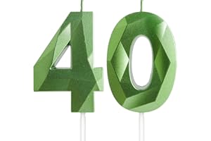 Yiran 40th Birthday Candles, Green Number 40 Candle for Cake, Happy Birthday Candles, Green Cake Topper Decorations for Birthday Party Baby Shower Wedding Anniversary