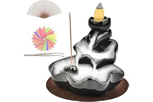‎HOLWIM Holwim Rückfluss Räuchergefäß, Räucherwasserfall Räucherstäbchen Halter mit 20 Räucherkerzen Von Guter Qualität und 30 Räucherstäbchen für Meditation, Home, Zen,Yoga Room und Wohnzimmer Decor
