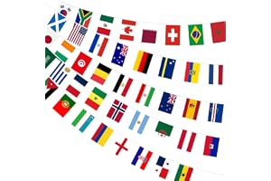AhfuLife 1 Pack World Cup Flag Bunting for Party Decorations, 48 Teams Include Czechia, Bosnia & Herzegovina and Sweden Flags