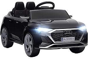 AIYAPLAY Coche Eléctrico para Niños de +3 Años Audi Q8 Etron sportback Carro Eléctrico Infantil con Batería 12V Mando a Distancia Ruedas con Suspensión de Muelles Faros Bocina y Música Negro