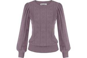 GRACE KARIN Maglia Elegante Donna a Manica Lunga con Scollo a Rotondo Tinta Unita