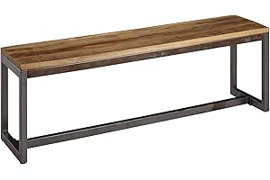 FINEBUY MÖBEL ZUM WOHLFÜHLEN FineBuy Panca del Tavolo da Pranzo 120x46x45 cm Legno Massello e Metallo | Panchina da Interno Vintage | Panchetta per Cucina