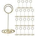HomWanna Table Number Holders 20Pcs - 3.35 Inch Place Card Holder Table Number Stands for Wedding Party Graduation Reception Restaurant Home Centerpiece Decorations Office Memo Picture Photo (Gold)