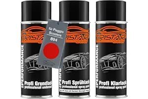 TRISTARcolor Pintura para motos Set de botes de spray para Piaggio Scooters 894 Rosso Dragon Fondo pintura base pintura transparente aerosol 400 ml