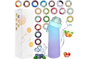 PUTEXTILE Upgrade 2.0 A1rUp 650ml Sports Water Bottle with 1 Random Air Up Flavour Pod with New Fruit Fragrance and Straw, a Fun Gift to Exercise Lung Capacity (Gradient Blue+ 1 Ring)