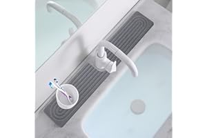 comfoyar Tappetino per Rubinetto in Pietra, Protezione per Lavello per Lavello da Cucina Paraspruzzi, Diatomite Tappetino ad Asciugatura Rapida per Ripiano Bagno, Super Assorbente, 60×10cm, Grigio