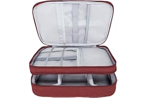 Ruyosn Organizer na kabel torba wodoodporna torba na kabel duża torba na dysk twardy torba elektroniczna dwuwarstwowy organizer elektryczny torba na kabel akcesoria elektroniczne organizer kabel power bank, Czerwony