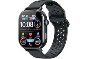 JUGEMAN GPS Smartwatch Herren Damen, 2.06'' AMOLED Smart Watch, Fitnessuhr SOS Herzfrequenz Schlafmonitor Schrittzähler Uhr, Bluetooth Anruf, 178+Sportmodi Sportuhr 5ATM Wasserdichte Kompass Luftdruck Schwarz