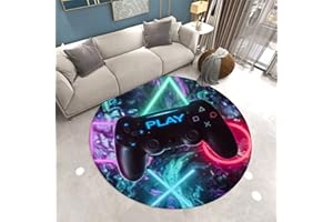 Stillshine. 3D Gaming Video Game Rond Tapis pour Enfant Gamer Gamepad Manette Bouton Moderne Tapis La Chambre des Enfants Décoration Jardin d'enfants Rampant Tapis de Jeu Flanelle (Couleur 3,160 cm)