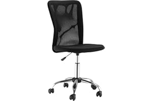 Vinsetto Office Chair, Armless Desk Chair, Adjustable Computer Swivel Chair with Rolling Wheels and Mesh Back for Home Work Study, Black