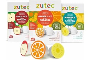 Zutec - Assorted Juice Pods 2 (Orange, Pineapple and Apple) - Compatible with Nescafé Dolce Gusto®* Coffee Machines - 3 Cases with 12 capsules - 36 Pods