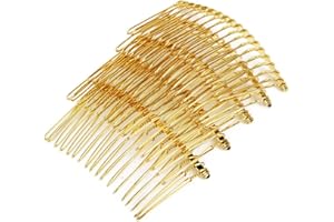 ‎P PRETTYIA 5 x Einsteckkamm Metall Steckkamm Haarschmuck Kopfschmuck 6,8 x 3,7 cm, goldene Farbe