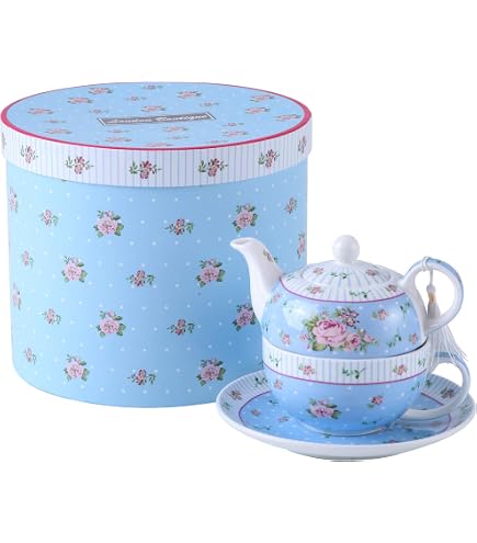 Juego De Té Tea For One – Mini Tetera, Taza Y Platillo De Porcelana – Diseño Floral Ditsy