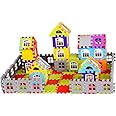 SIGNAMIO® Building Blocks Bricks Assembly Colorful Straw Puzzle Learning Educational Preschool Block Game Toy Set for Kids, Fun, Multi Color Pack-of-1 (72 pcs + 22 Window Approx)
