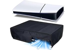 NSPIEL PS5 Slim Horizontal Funda Protectora, Cubierta Antipolvo para PS5 Slim Edición Digital/ Disc, Funda Protectora Antiarañazos/ Resistente al Agua Funda Protectora para PlayStation5 Slim, Negro